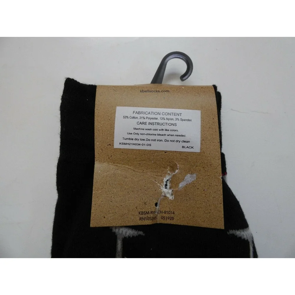 K. Bell Men's Pair‎ Socks Black Martini Cocktails Design Cotton Blend Socks NWT